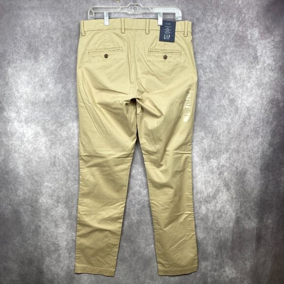 GAP GAPFLEX5 Pants Mens 31x32 Athletic Fit Tan Stretch Taper Flat Front NEW - Picture 2 of 12